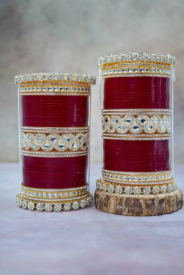Traditional red kundan punjabi chuda