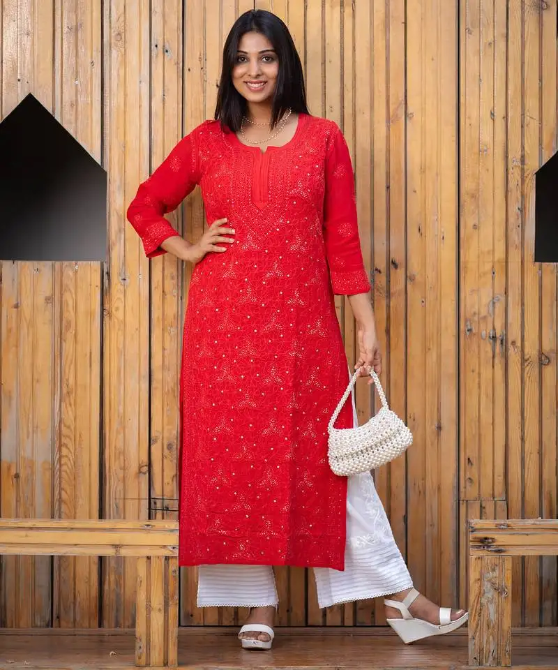 Masakali chikankari georgette kurta for women