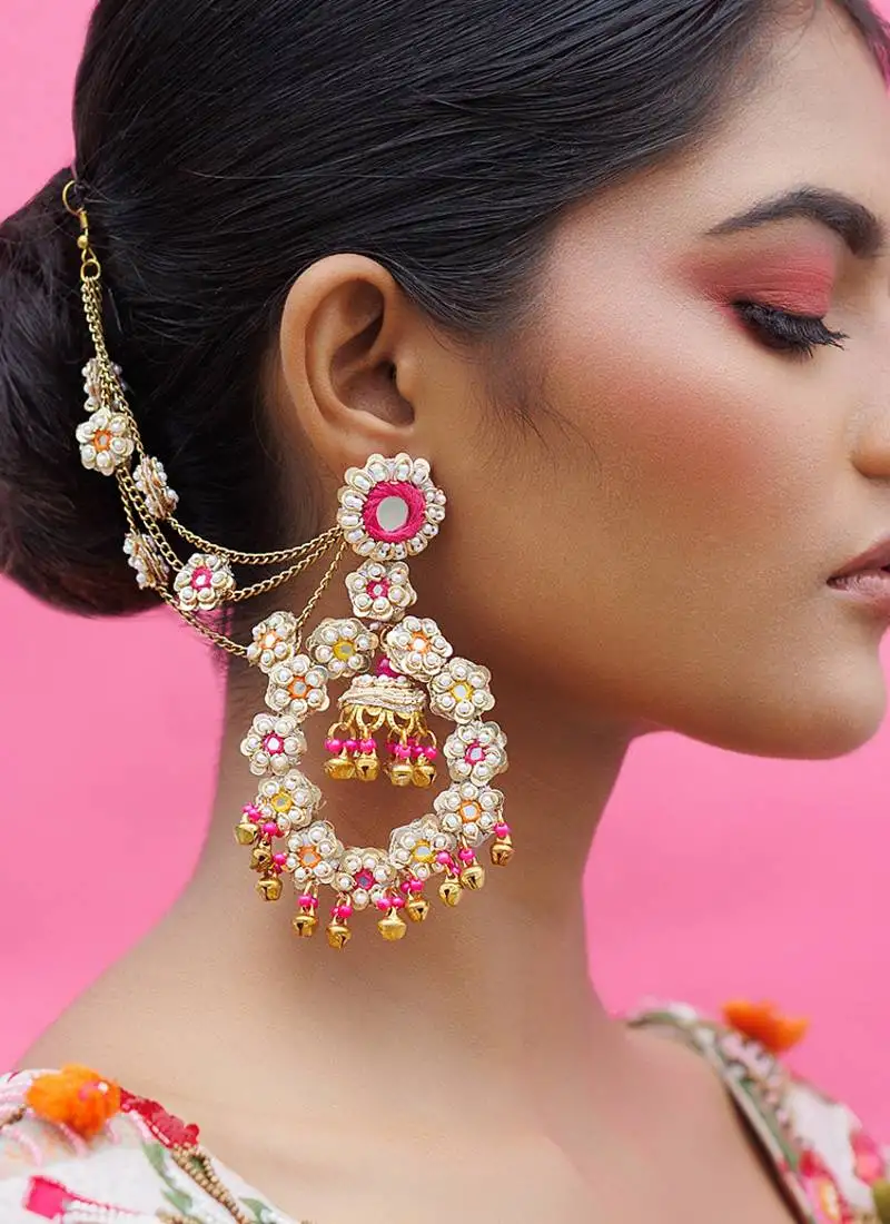 Silver metal based yellow gold plated earrings