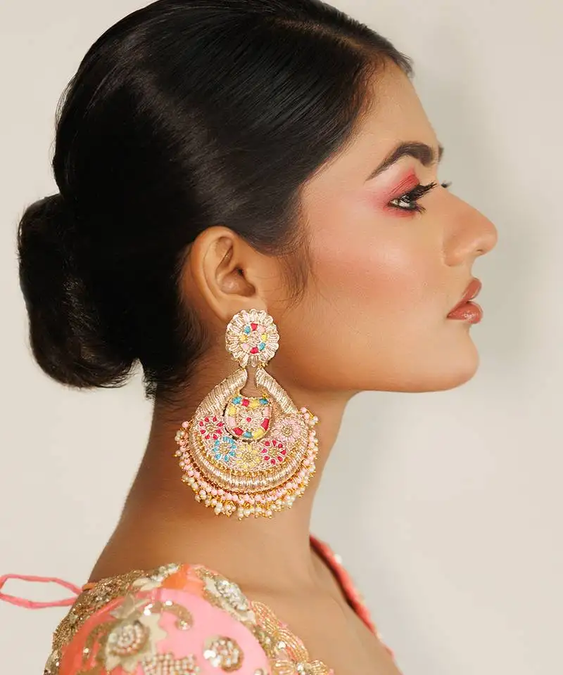 Multicolor yellow gold metal based plated earrings