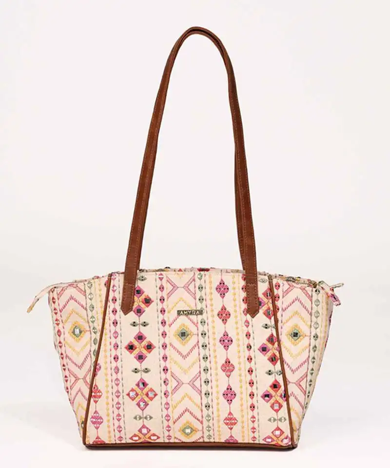 Nadia mirror embroidered tote bag