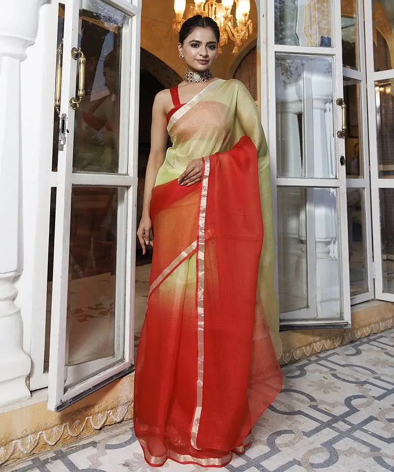 Dyed ombre zari pure kota saree
