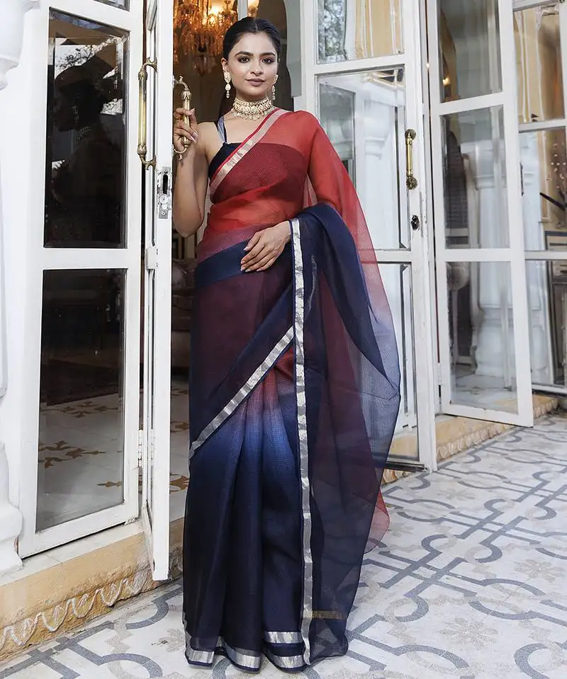 Hand dyed zari kota saree
