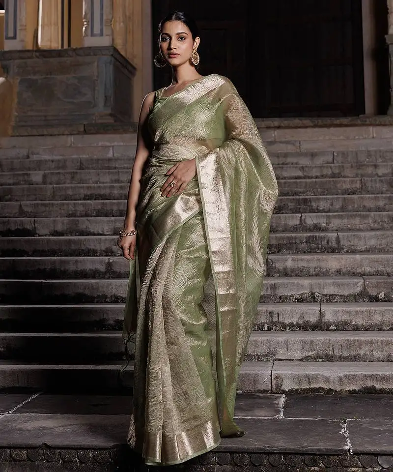 Zari woven design tissue banarasi saree