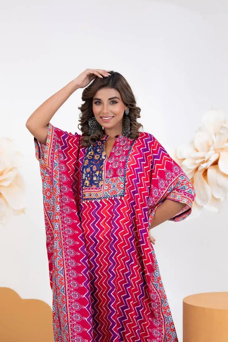 Multicolor printed muslin maurya ruby kaftans