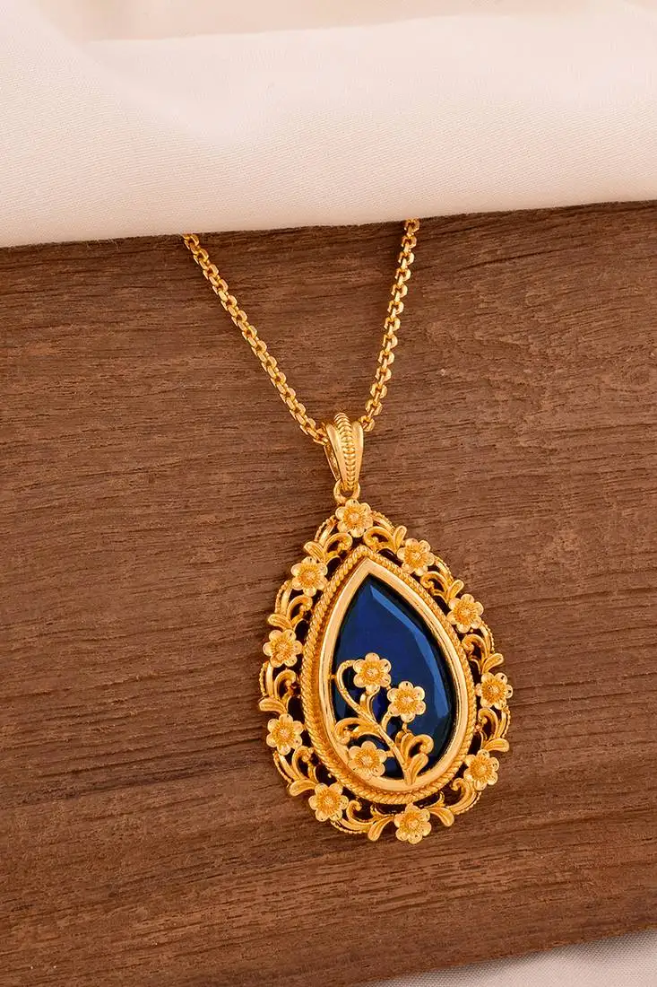 blue stone necklace one gram gold