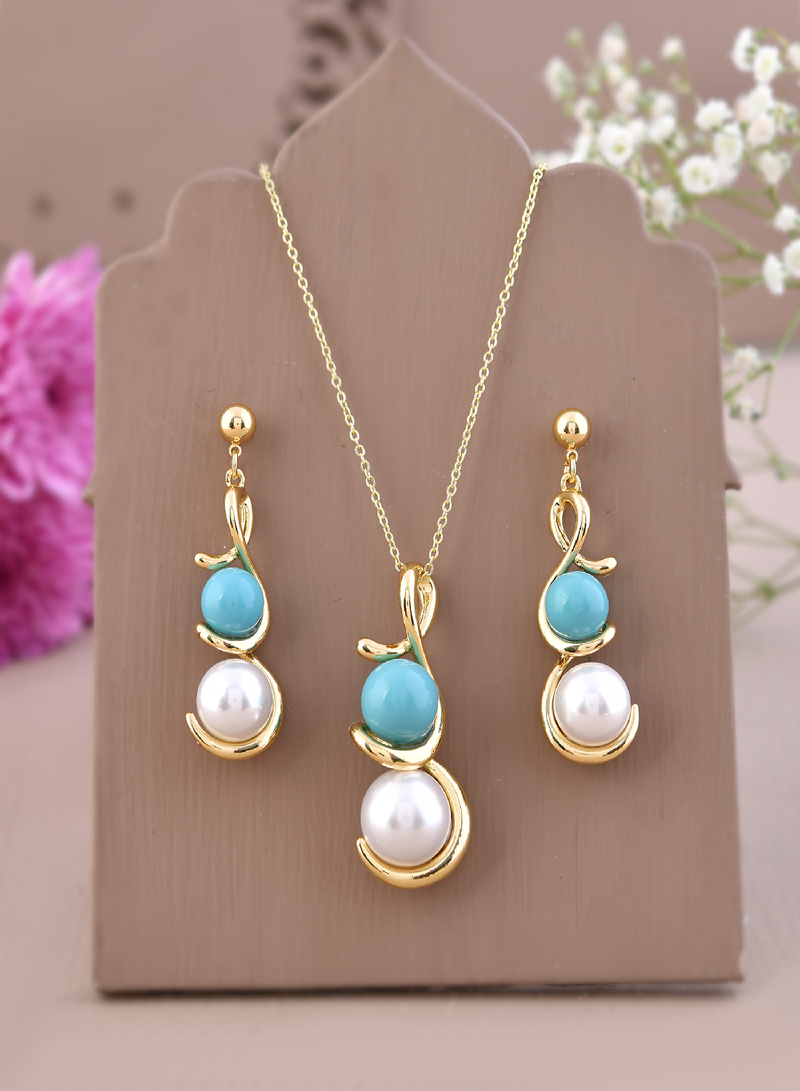 Golden grace pearl jewelry set gift for rakhi