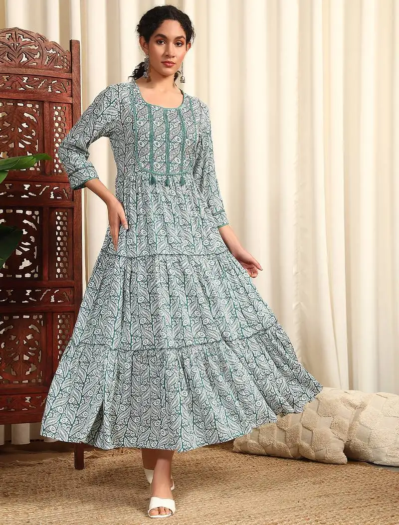 Rayon-dobby long dress stitched