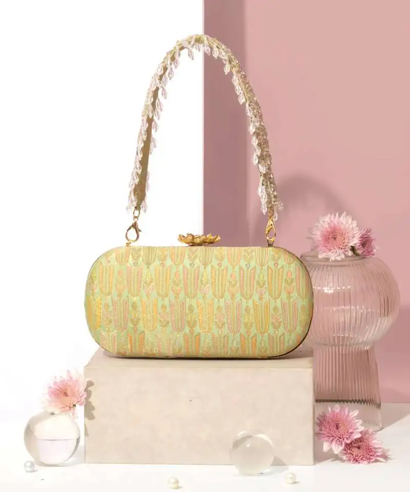 Multicolor silk hand bag