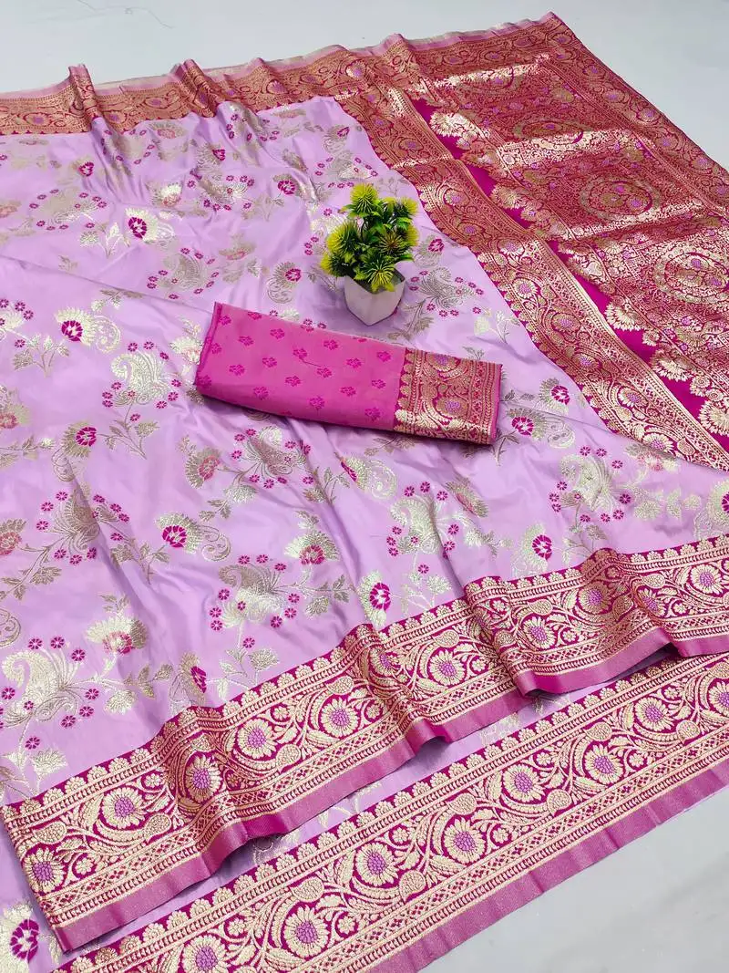 Purple banarasi art silk kanjivaram art silk saree with blouse
