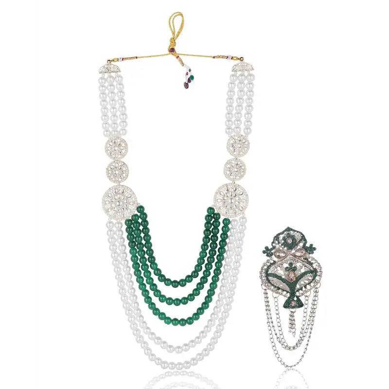 Men s ethnic sherwani mala with brooch  perfect for weddings & festive wear