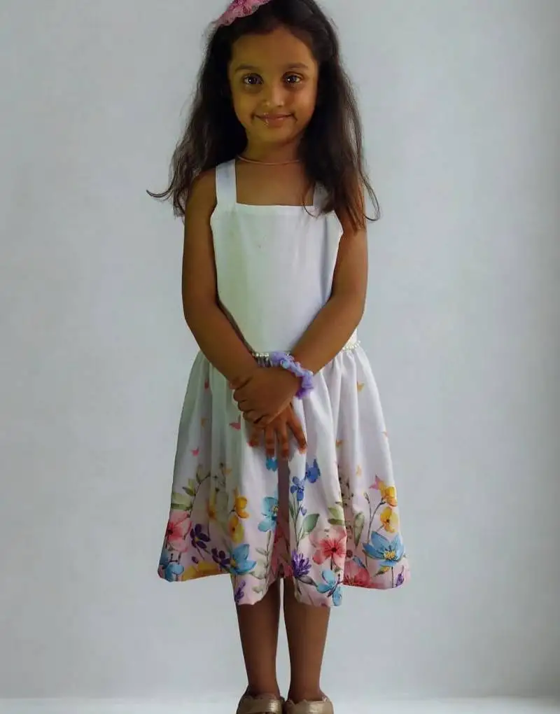 Multicolor rayon printed floral print dress for girls