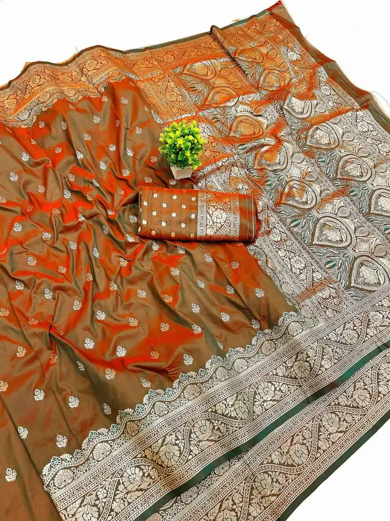 Mehendi art silk saree with blouse