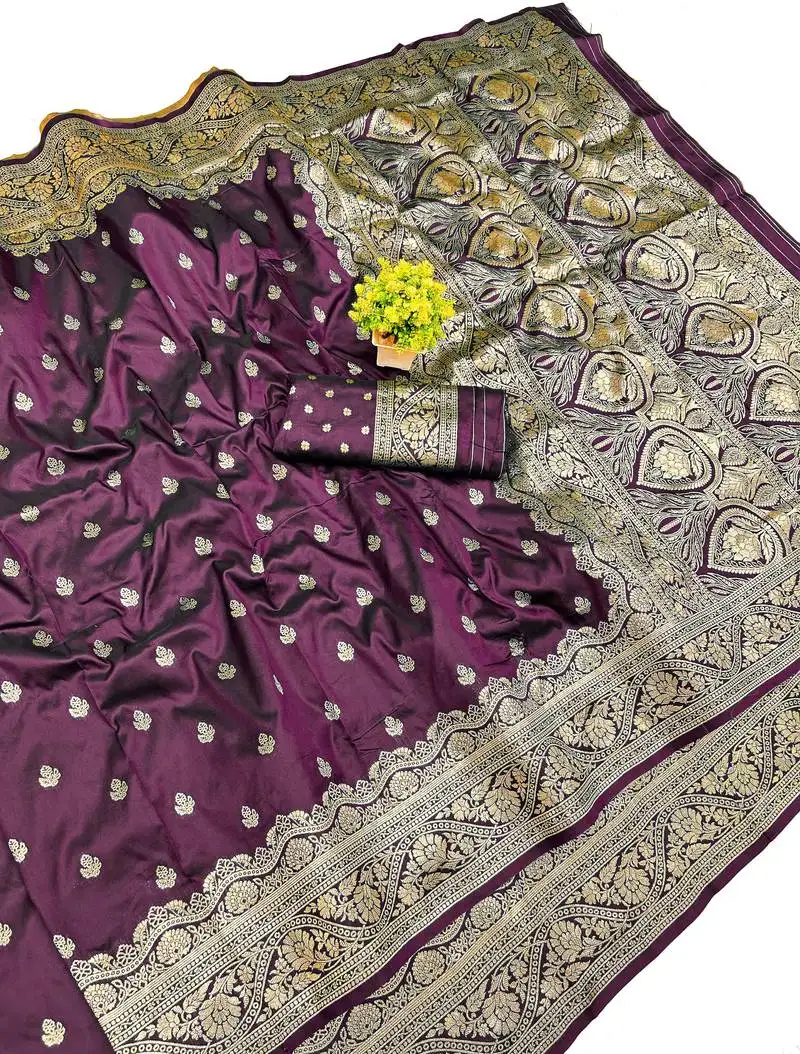 Wine art silk saree with blouse