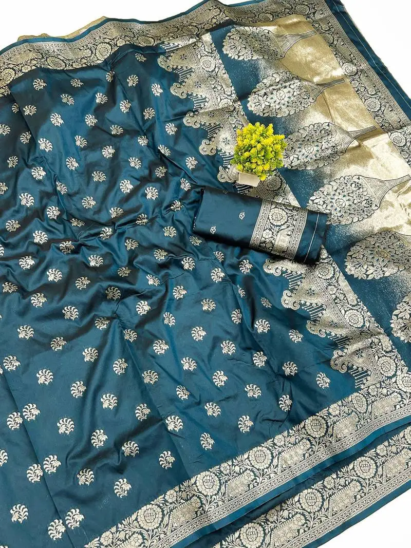 Firozi art silk saree with blouse