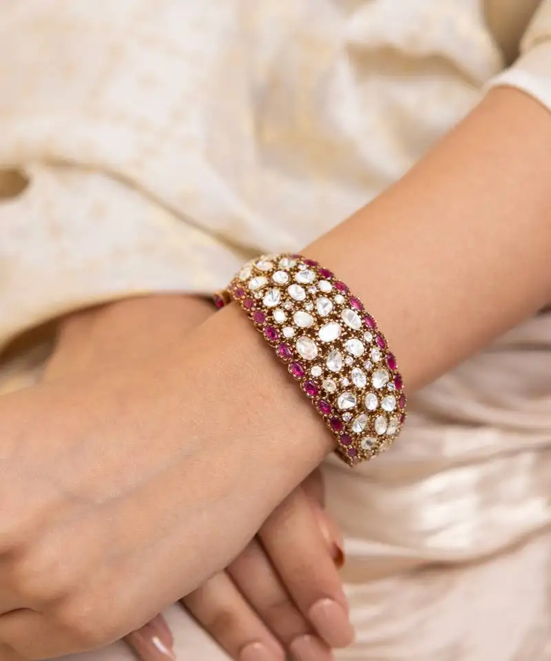 Gold plated kundan bracelet