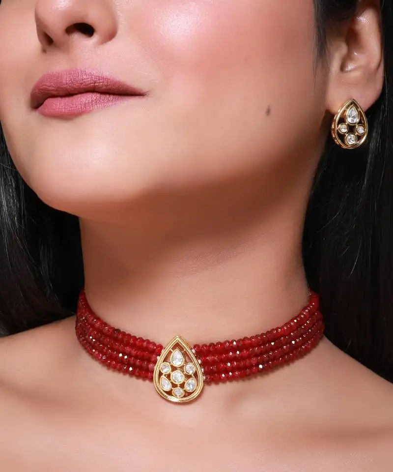 Red gold plated necklace set