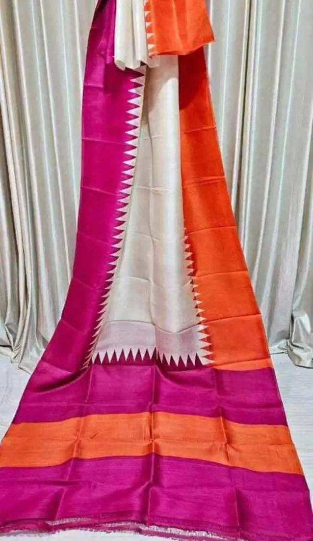 White pure murshidabad silk saree with blouse piece