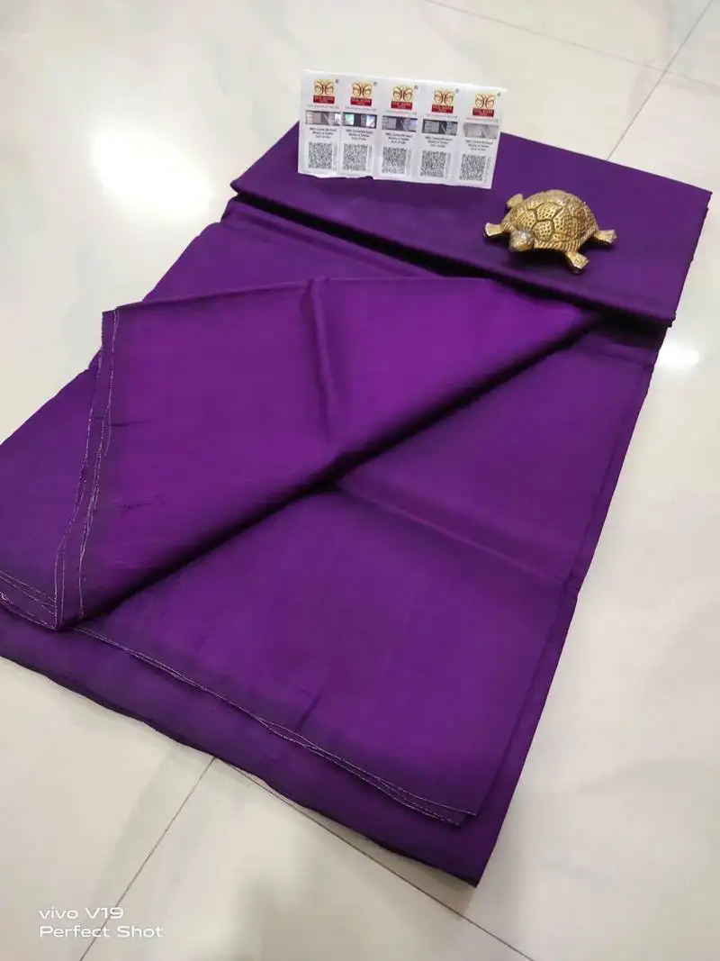 Purple bishnupuri pure katan silk saree with blouse piece