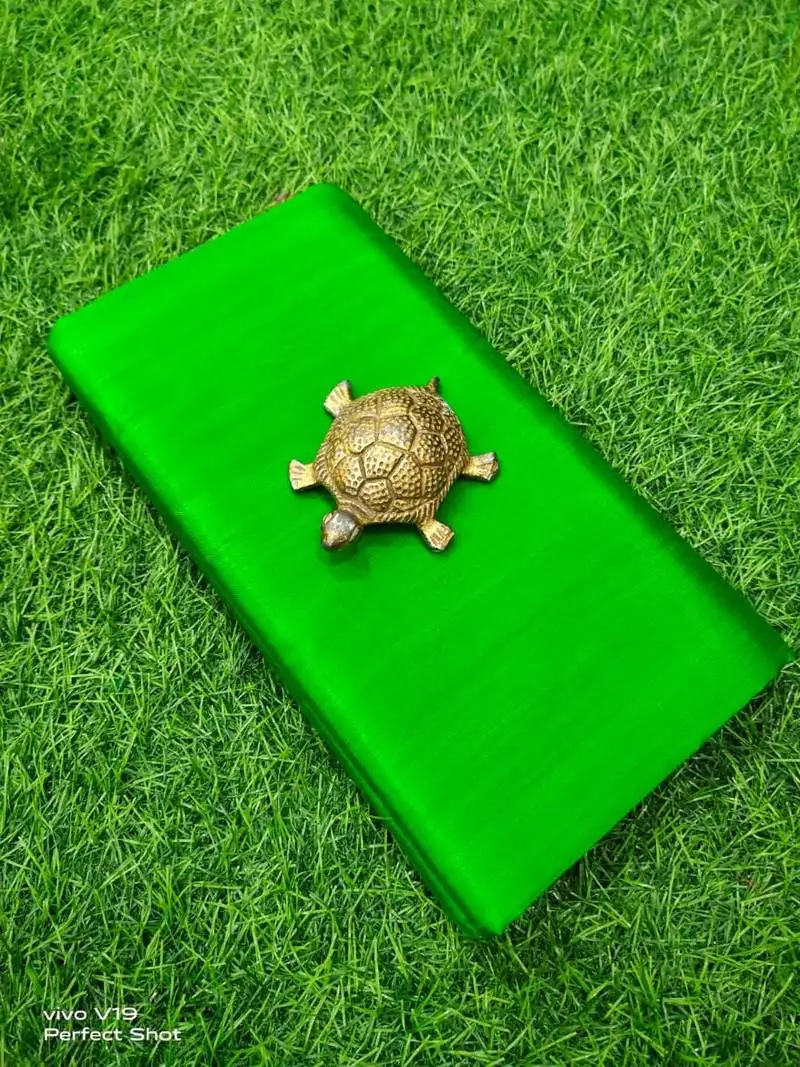 Parrot green bishnupuri pure katan silk saree with blouse piece