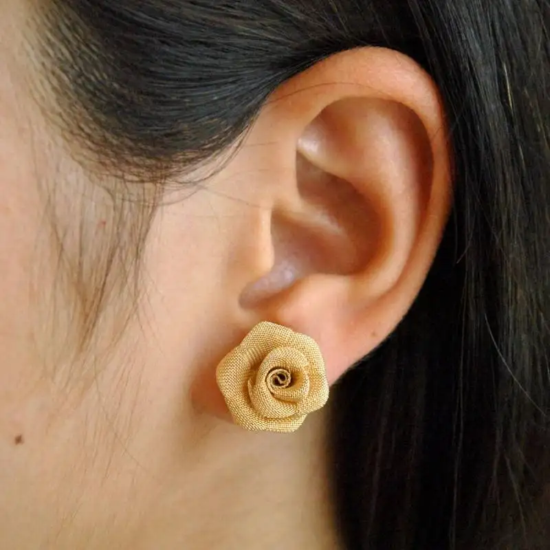 Golden rose ear studs