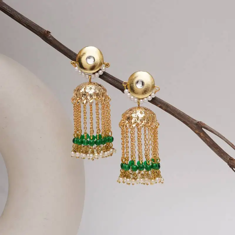 Golden crescent jhumki