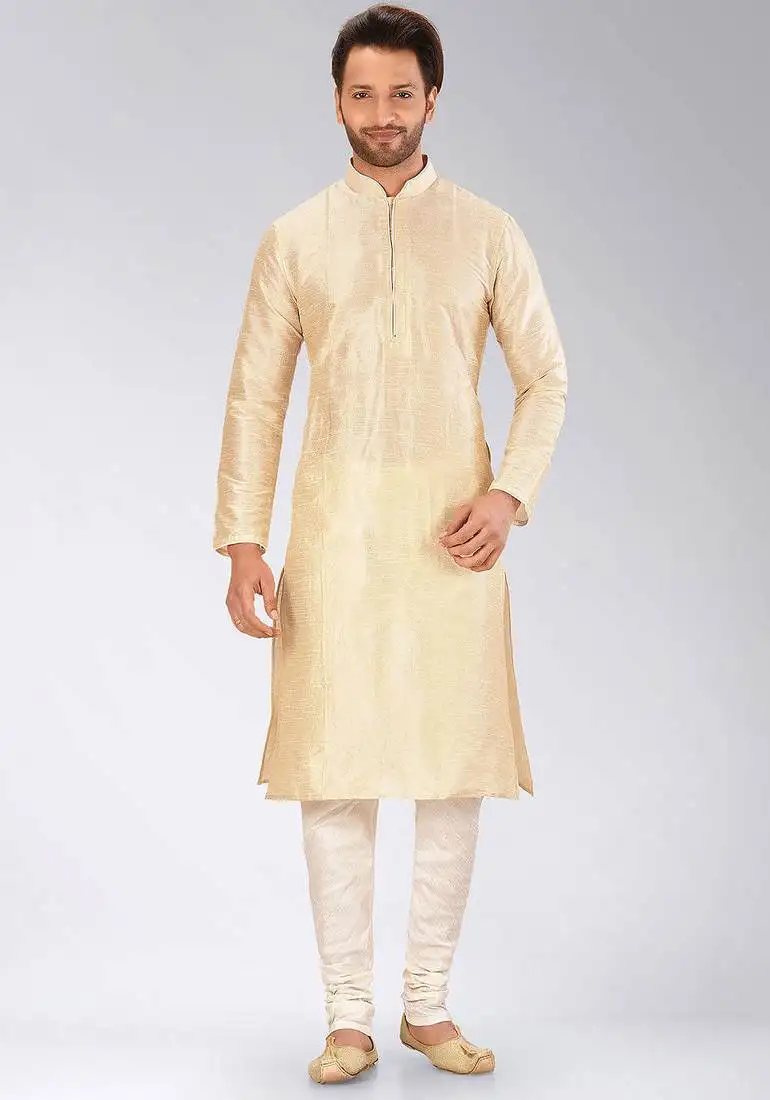 Fawn dupion art silk kurta