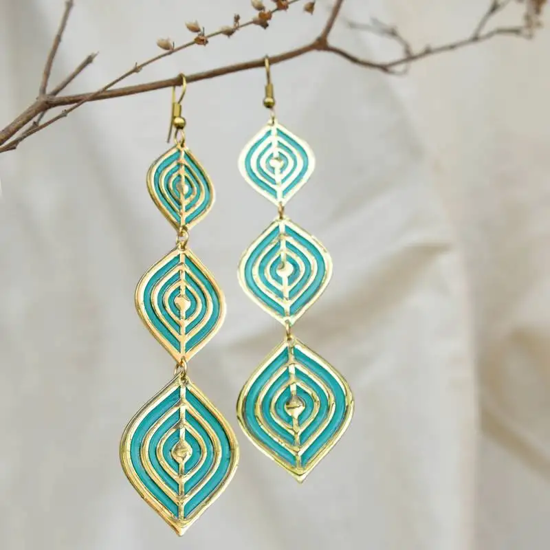 Aqua ripple resin earrings