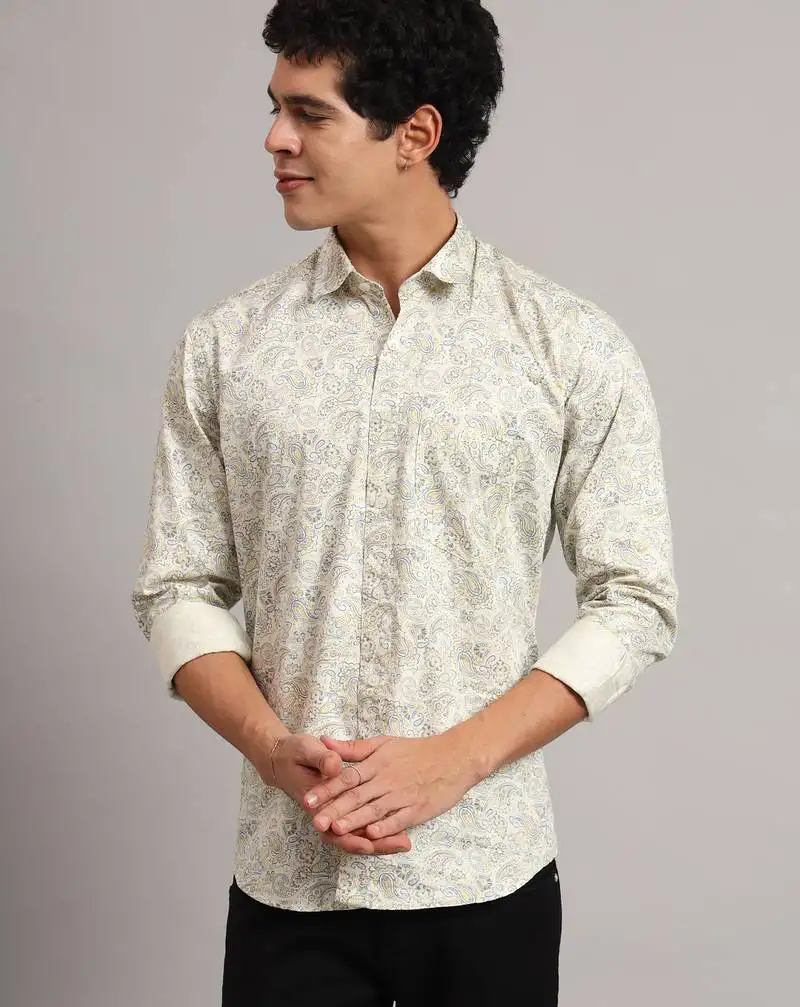 Mens white printed shirt