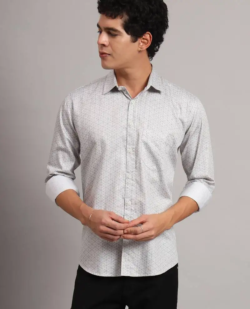 Brown printed formal shirt