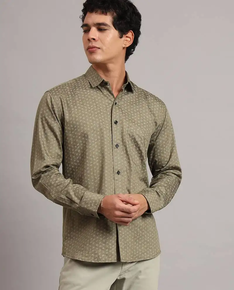 Men brown printed shirt