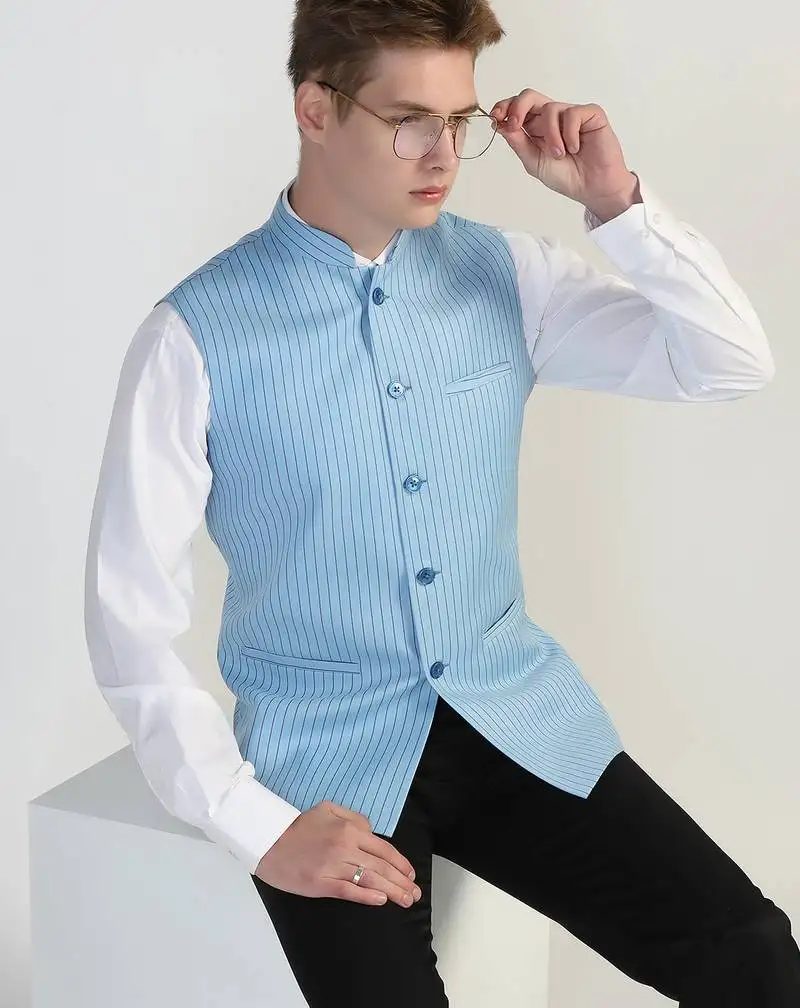 Light blue striped waistcoat