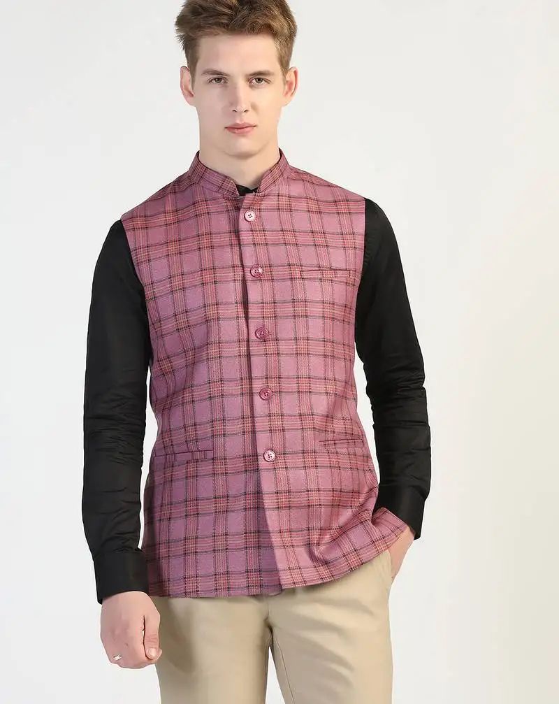 Purple checked waistcoat