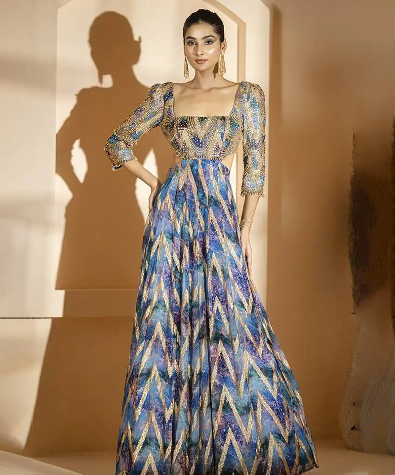 Multicolor georgette printed dress