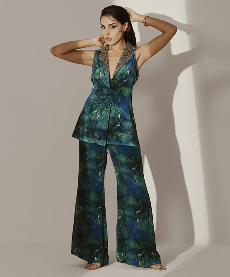 Multicolor crepe printed co ord set