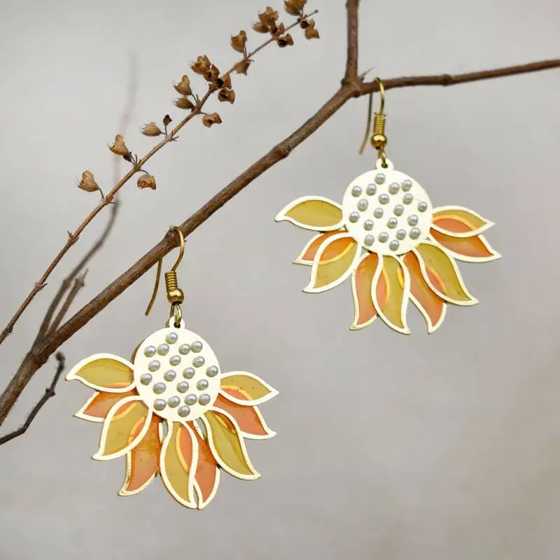 Sunflower resin earrings