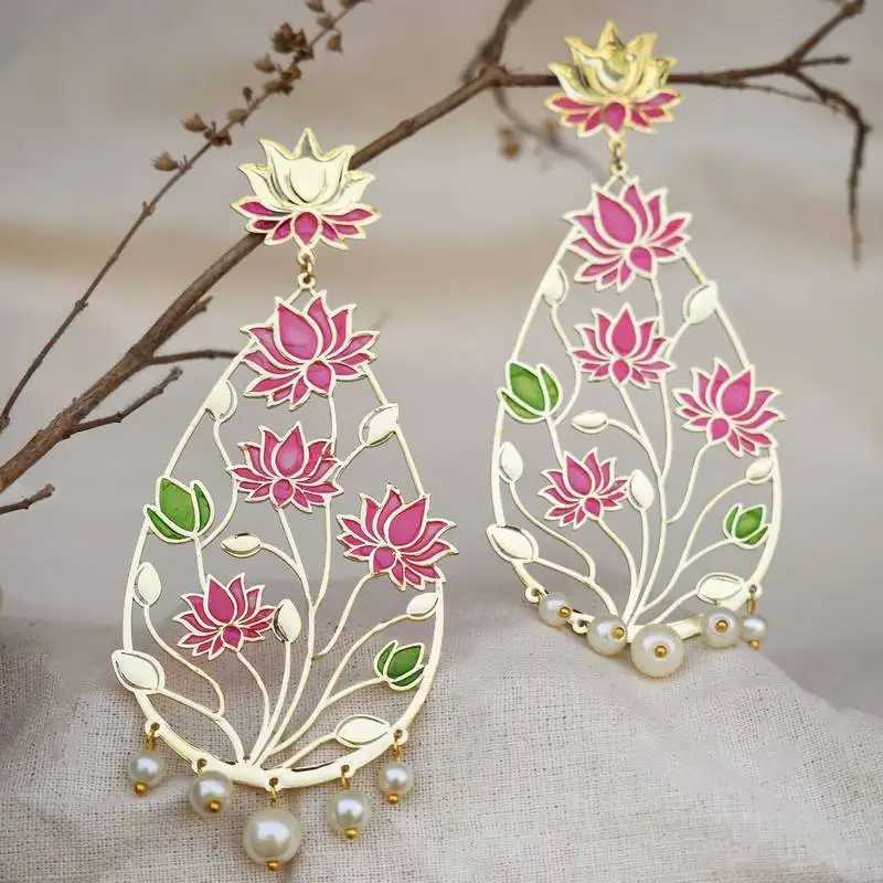 Lotus flower resin earrings