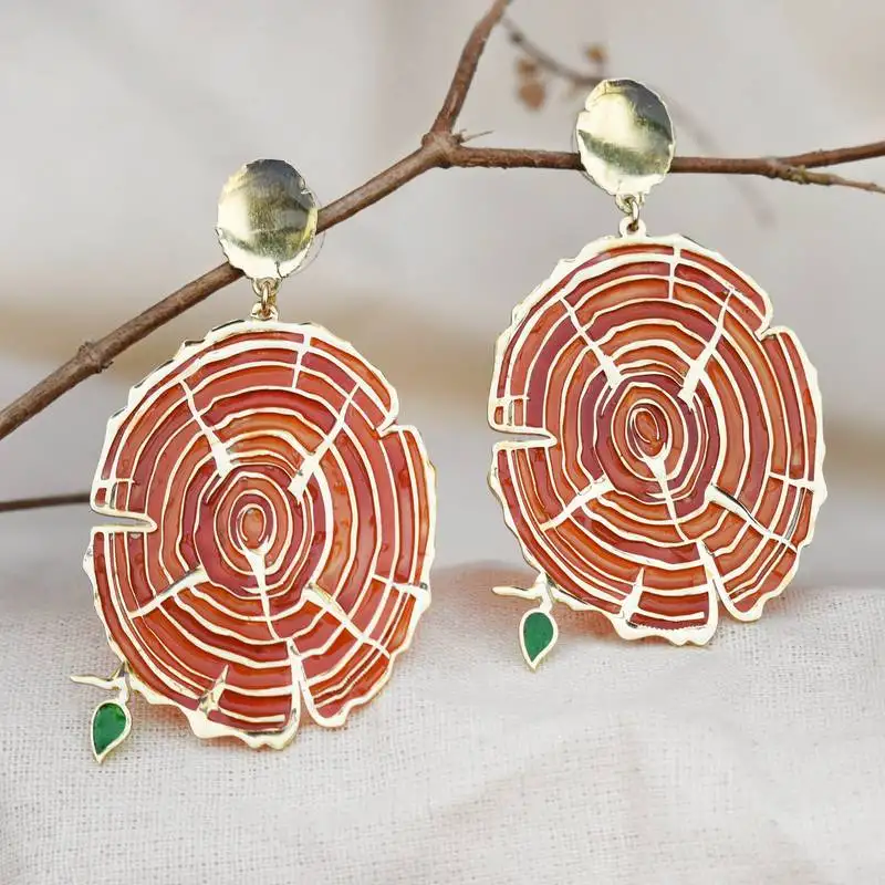 Wooden bark resin earrings