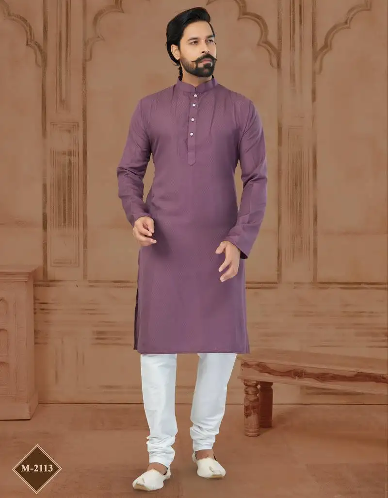 Wine star silk plain kurta pajama for mens