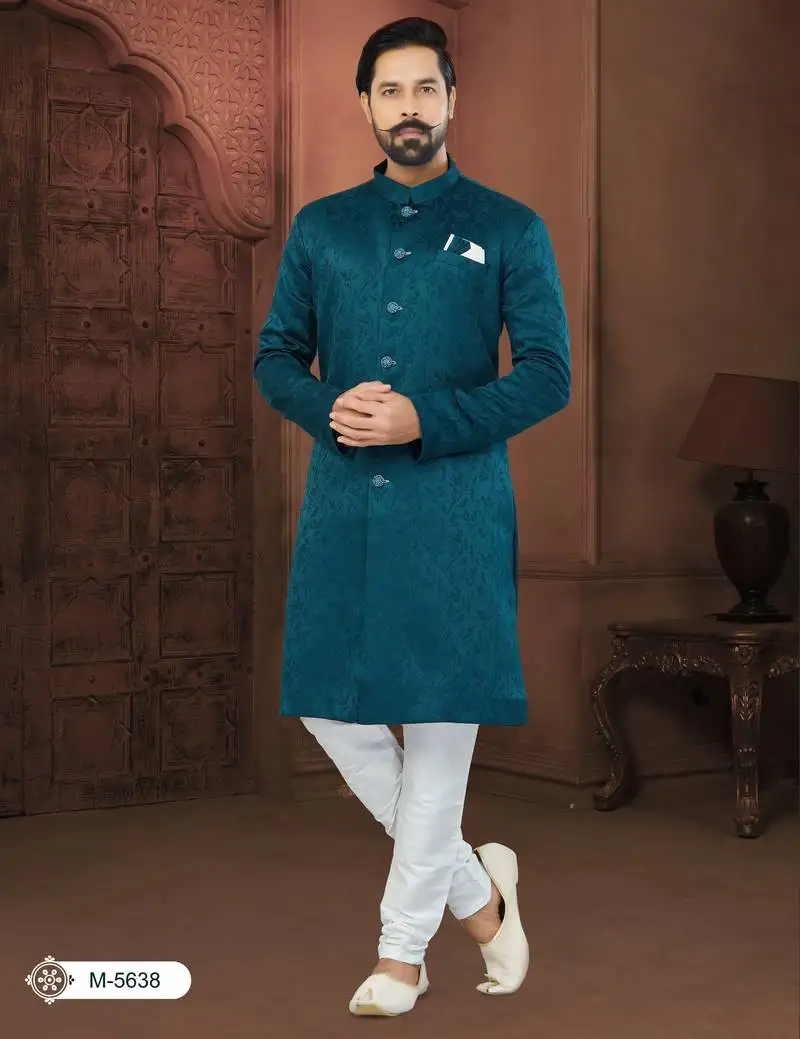 Dark blue soft jackard havy classic with fancy button for mens