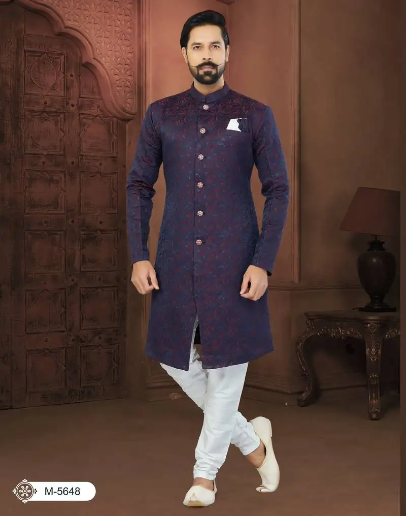 Navy blue soft jackard havy classic fancy button for mens