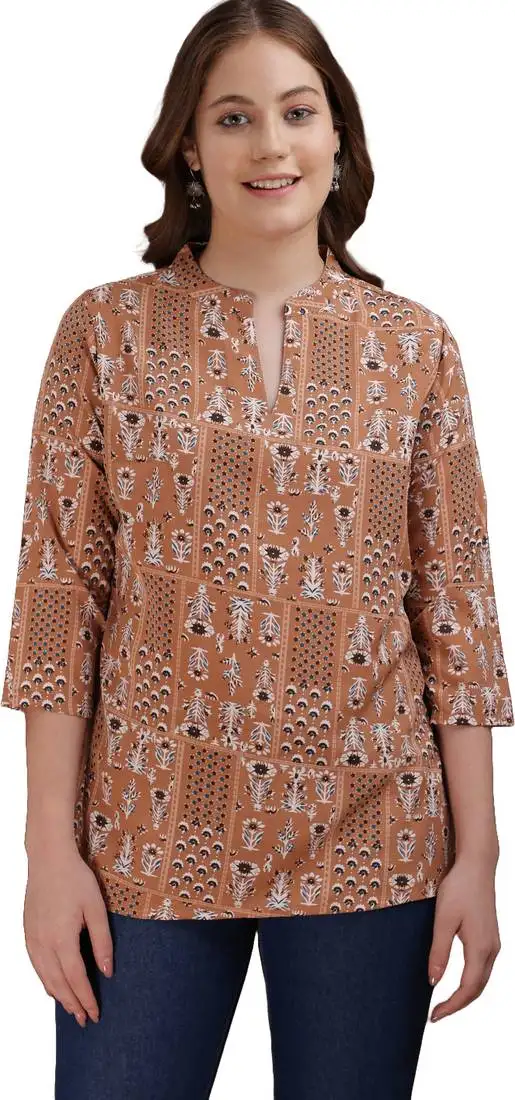 Women's cotton printed straight kurta top