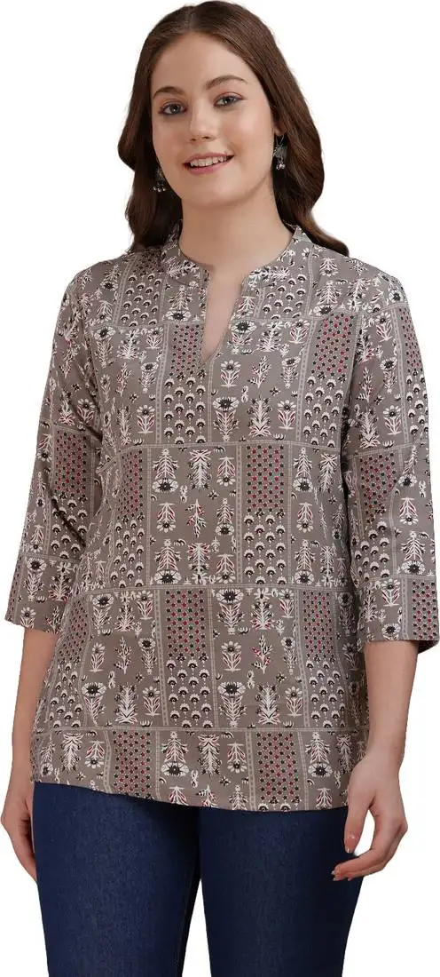Women's cotton printed straight kurta top | stylish ethnic wear for daily