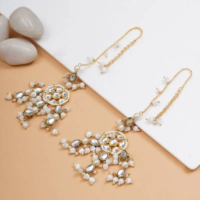 White bliss kanauti earrings