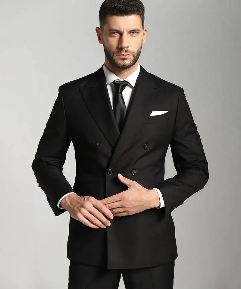Black polyester plain men suits