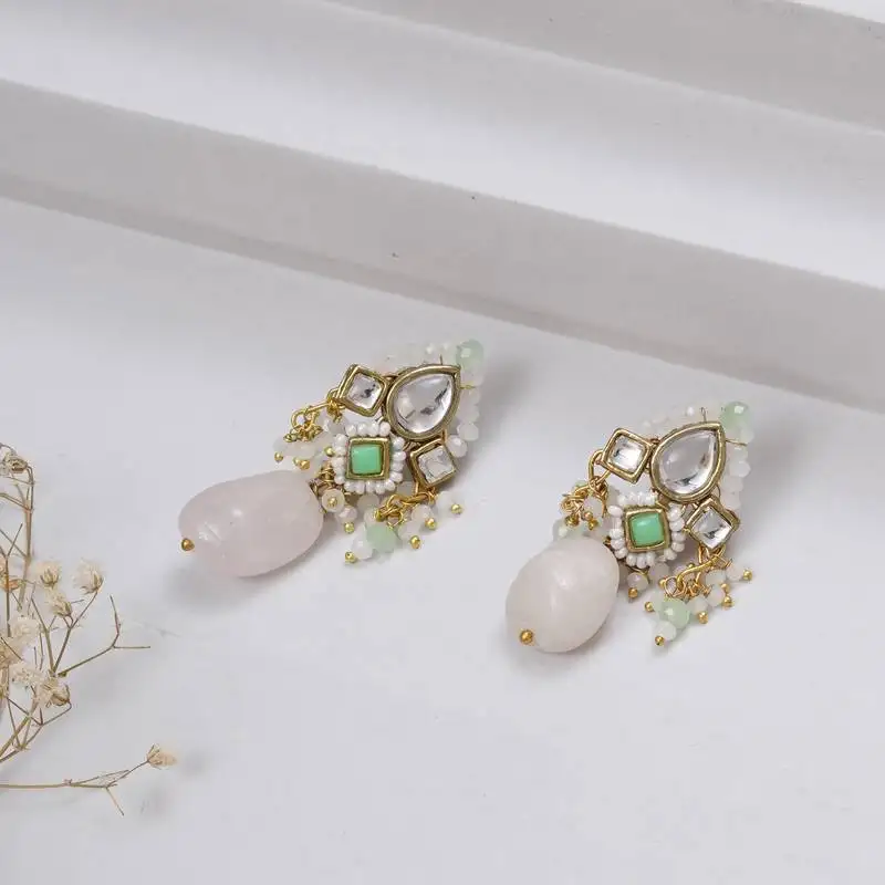 Light green affair kundan earrings