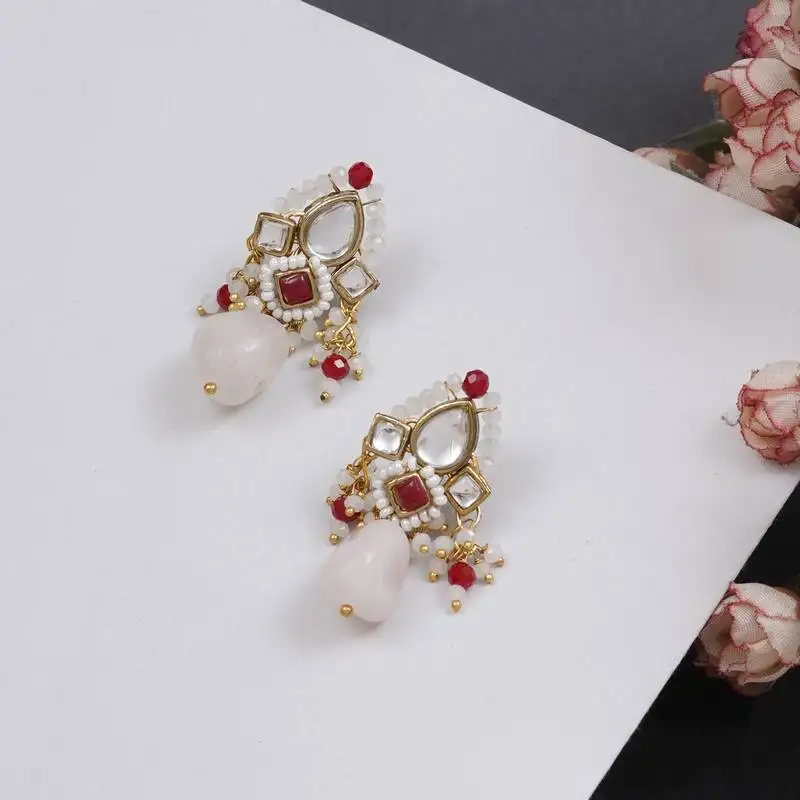Maroon affair kundan earrings