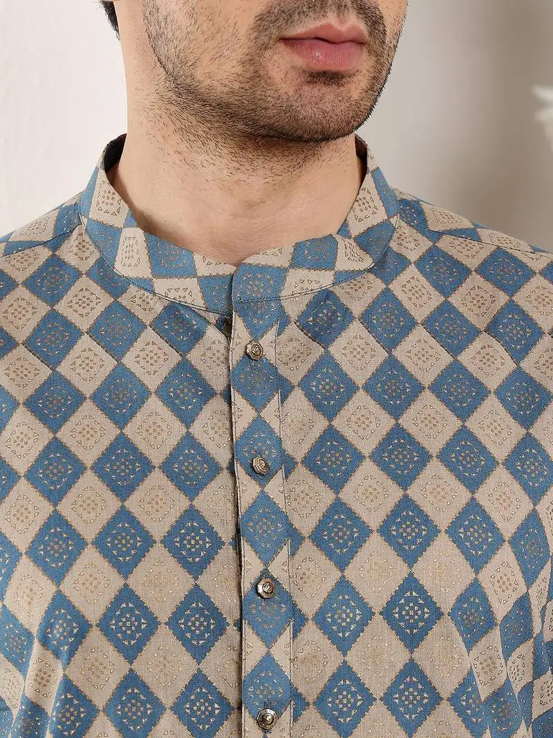 Multicolor cotton embroidered kurta pajama for mens