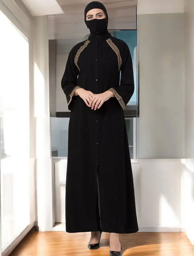 Black abaya with lacework