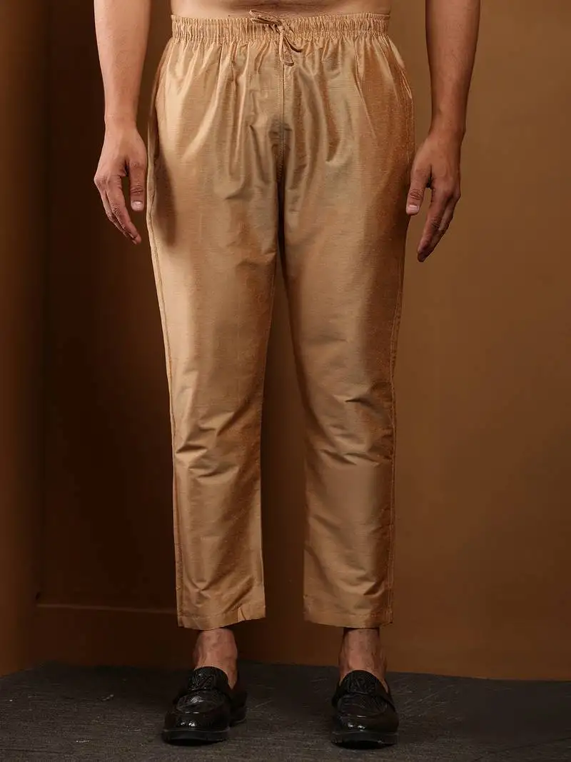 Men's gold viscose blend churidar pants